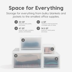 47 Qt. White Stackable Plastic Drawer Organizer – 2 Pack