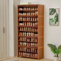 10-Tier Bamboo Shoe Rack Cabinet Organizer Wooden Shelf Stand Storage Book Shelf