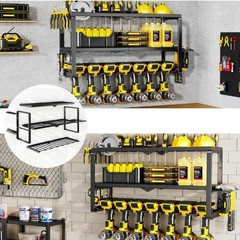 Power Tool Organizer Wall Mount with Side Hooks – 3 Tier Expandable Tool Rack…