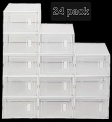 Karl Home, 24-Pack Clear Plastic Shoe Boxes, Stackable, 9.1″Wx5.5″Hx13″D Storage