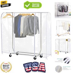 Clear Garment Rack Cover Dustproof Clothes Rack Cover with 2 Durable Zipper/C…