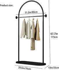 Chic Black Arched Garment Rack with Elegant Marble Base for Home or Boutique