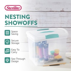 Sterilite Large Nesting ShowOffs, Stackable Small Storage Bin with Lid, 6 Pack