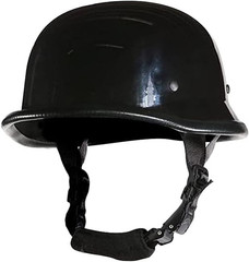 German Novelty Skull Cap, Basic Glossy Black Finish Hat with…