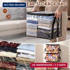 Eccliy 6 Pack Clear Plastic Storage Bag with Hinged Lid 14.96 x 12.6 x 9.45 Inch