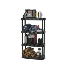 Hyper Tough 4 Tier Storage Shelving Plastic Heavy Duty Organizer Rack Black