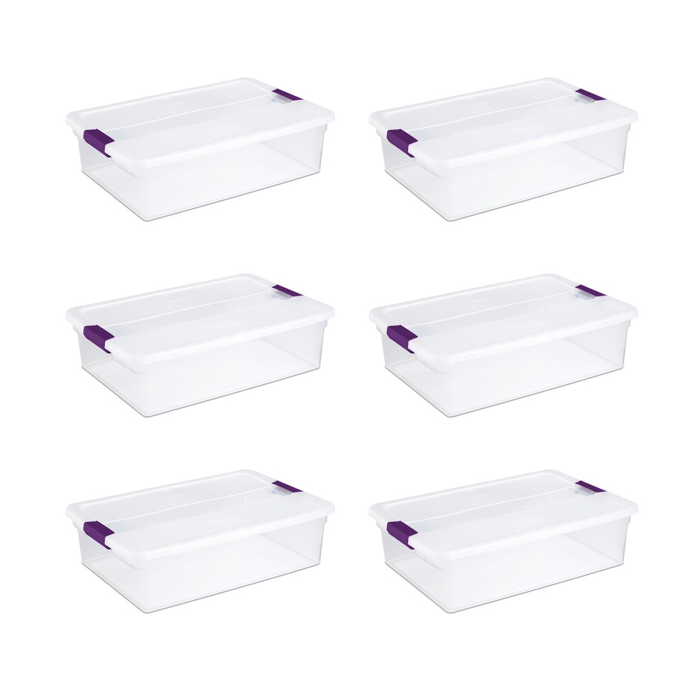 Sterilite 32 Quart Clear View Storage Container Tote w/ Latching Lid, (6 Pack)