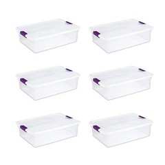 Sterilite 32 Quart Clear View Storage Container Tote w/ Latching Lid, (6 Pack)