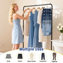 DAMITA Skirt Pants Hangers with Clips Space 9.45 inches x 12.8 inches, Black