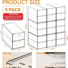 9 Pack Small Acrylic Drawers With 18 Drawers,Clear Drawer Organizers Stackabl…