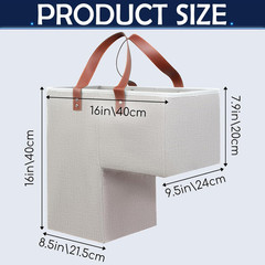 Foldable Stair Basket Organizer with Leather Handle & Side Pocket