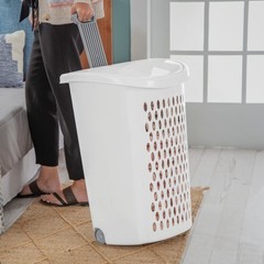 (2 pack) Sterilite Ultra Wheeled Hamper, Plastic Laundry Hamper with Wheels for