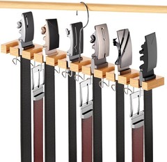 Belt Hanger for Closet Max 42 Belts, 2-In-1 Wall Mount Belt Organizer with 360°