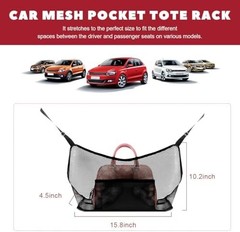 Car Net Pocket Handbag Holder, Driver Storage Netting Pouch Between Seats, Large
