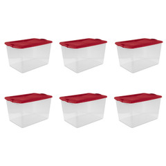 Sterilite 66 Qt Storage Bin Clear Container w/Lid Blue Latch 6 Pack