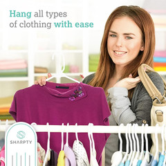 Sharpty Plastic Hangers Clothes Hangers for Clothing, Closet, Coats & Shirts – D