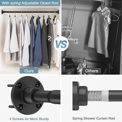 Hanging Closet Rod29-94 Inches Space Saving Closet Rod Extender HangingBlack …