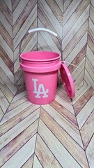 Rare Lowe’s 0.42 Qt Tiny Teeny Mini Bucket w/Lid LA Dodgers Food Safe Pink NEW