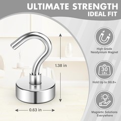 Compact 8 Magnetic Hooks with 25 LB Capacity for Easy Home & Cruise Organization