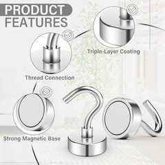 8 Pack Magnetic Hooks for Cruise Cabins 25 LB Magnets Heavy Duty Magnet Hooks fo