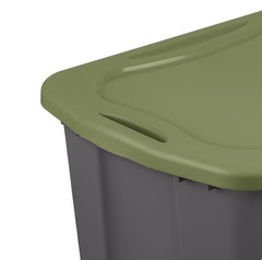 Sterilite 17.5 Gallon EZ Carry Storage Tote with Handles, Gray/Green, 6 Pack