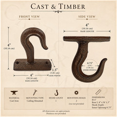 Industrial Cast Iron Ceiling Hook – Heavy Duty Rustic Wall Clevis Eye Holder