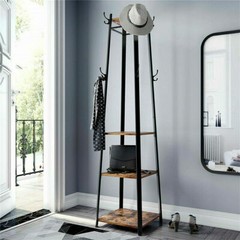 Contemporary Coat Stand Hall Trees Free Standing Coat Rack with 3 Shelves ＆ Hook