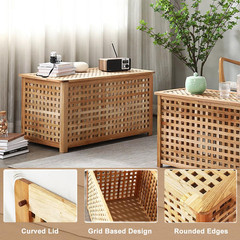Solid Wood Entryway Bench with Storage, Large Storage Chest with Removable Bag,