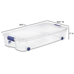 (2 pack) Sterilite 66 Quart Ultra Storage Box, Clear Underbed Storage Free Ship