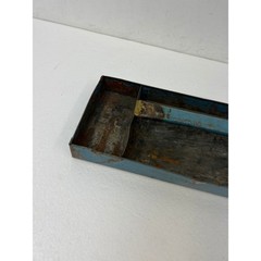 Vintage Blue Metal Tool Tray w Handle Caddy Planter Rustic Shabby Industrial Old