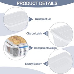 4 Packs 14 Quart Clear Latching Box, Plastic Storage Bin with Lid
