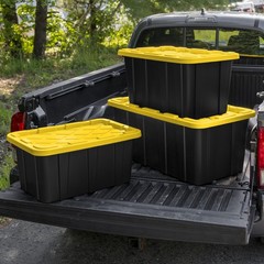 Sterilite 17 Gallon Industrial Stackable Storage Tote Lidded Containers, 6 Pack