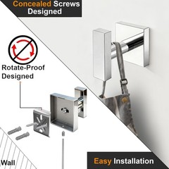 Polished Chrome Stainless Heavy Duty Square Towel Robe Hook 4 PCS