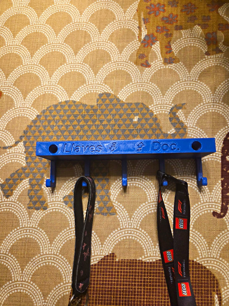 Blue Wall Mounted Plastic Key Holder Rack, Traditional Style, 5 Hooks