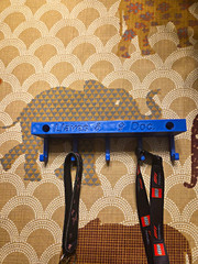 Blue Wall Mounted Plastic Key Holder Rack, Traditional Style, 5 Hooks