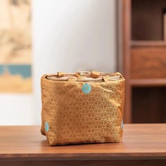 16cm Vintage Chinese Yun Brocade Tea Set Storage Bag Thickened Shockproof Pouch