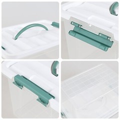 Kekow 14 Quart Latching Storage Box, Stackable Storage Bin with Lid, 8 Pack