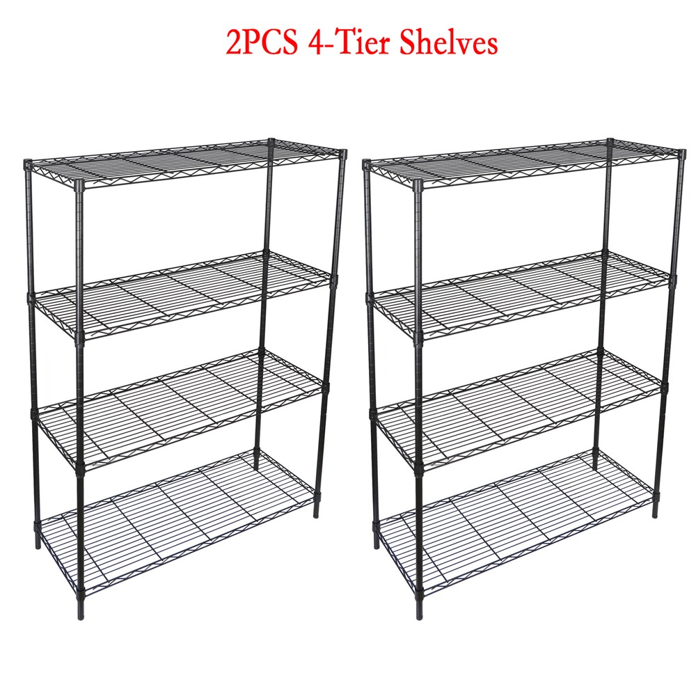 2PCS 4 Tier Wire Shelving Rack Shelf Kitchen Storage Metal Shelf Organizer
