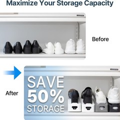 One-Piece Shoe Slot Organizer 10 Pack, Space-Saving Stackers for Closet, Entr…