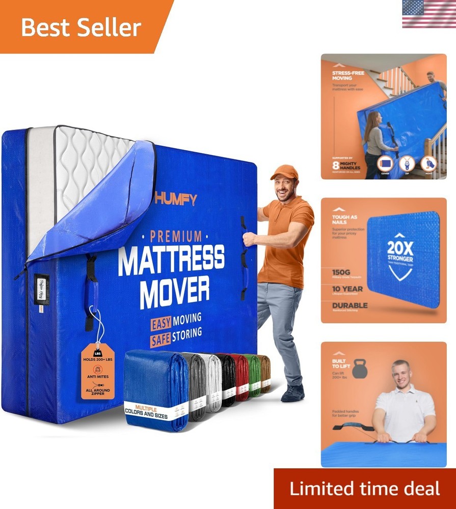 Mattress Bags For Moving With 8 Handles – Queen Mattress Moving Bag – Tear-Pr…
