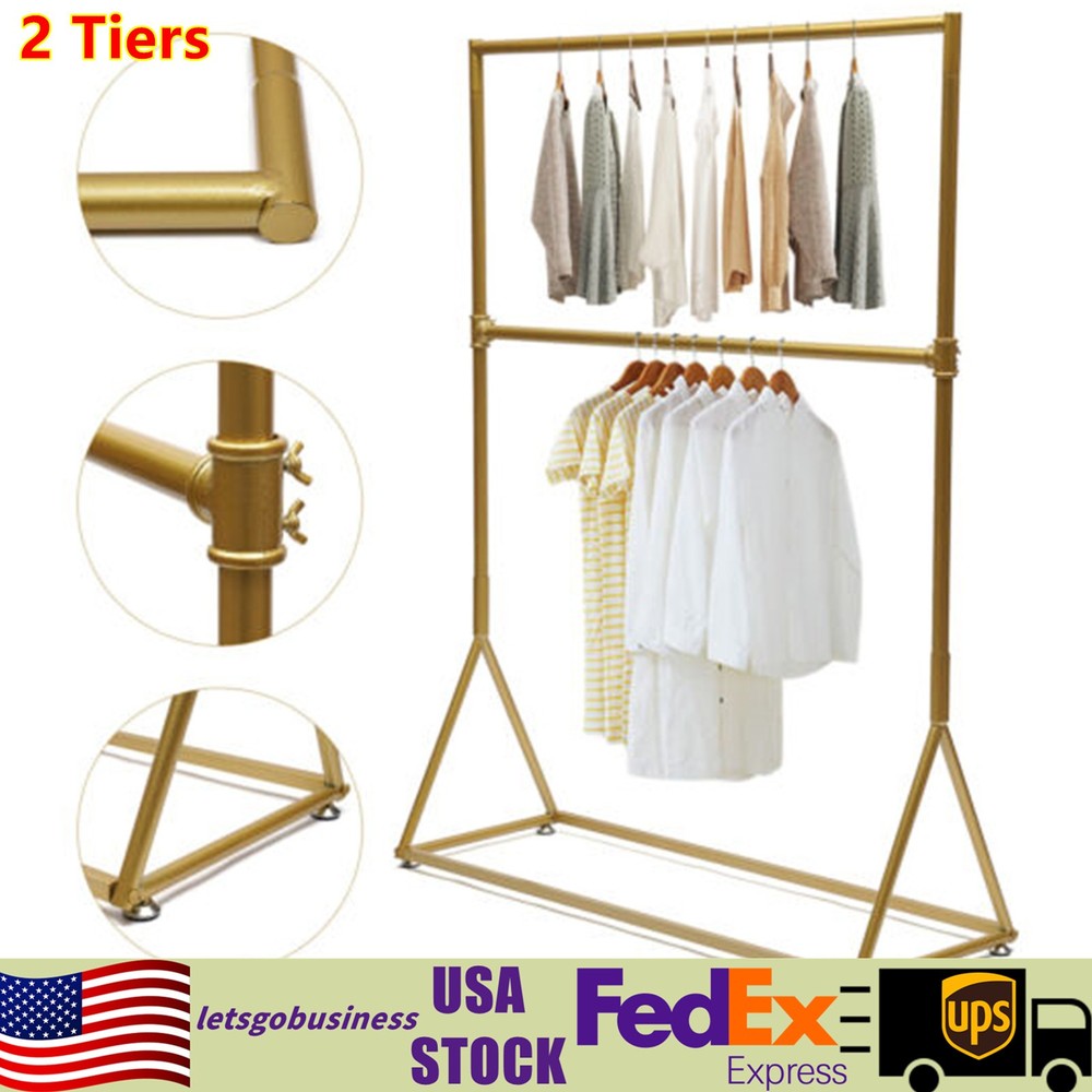 Retro Industrial Clothing Garment Rack 1.6m Freestanding Metal Clothes Rack NEW