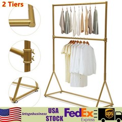 Retro Industrial Clothing Garment Rack 1.6m Freestanding Metal Clothes Rack NEW