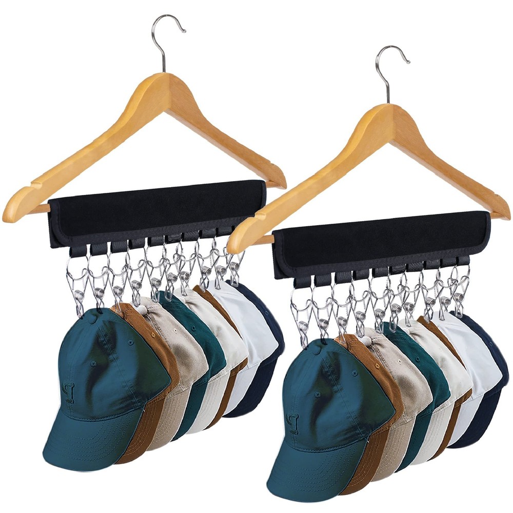 Hat Rack for Baseball Caps Organizer Holder Hanger & Room 2pcs, Black