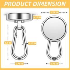 100LBS Strong Magnetic Hooks with Swivel Carabiner, Neodymium Magnet Hooks