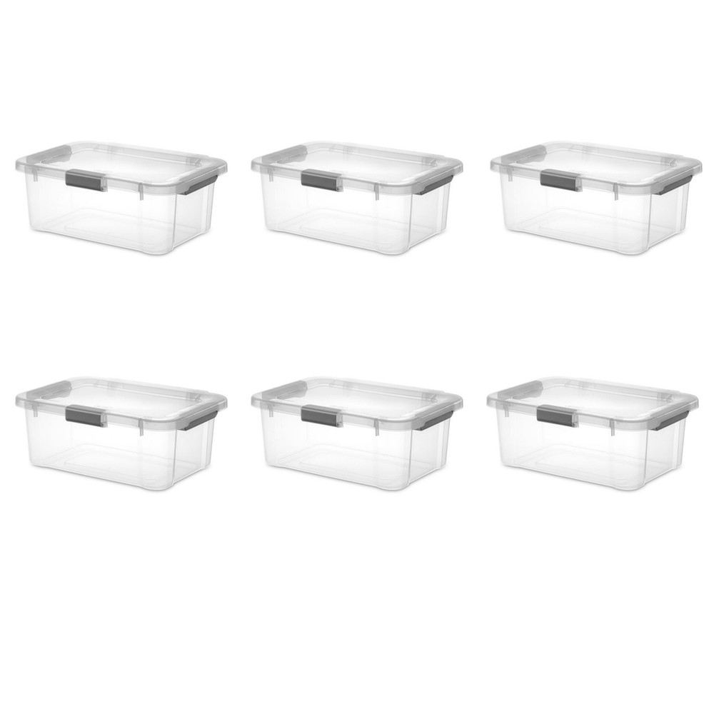 Sterilite 20 Quart HingeLID Clear Storage Bin with Latch Lid and Comfort Grip, D