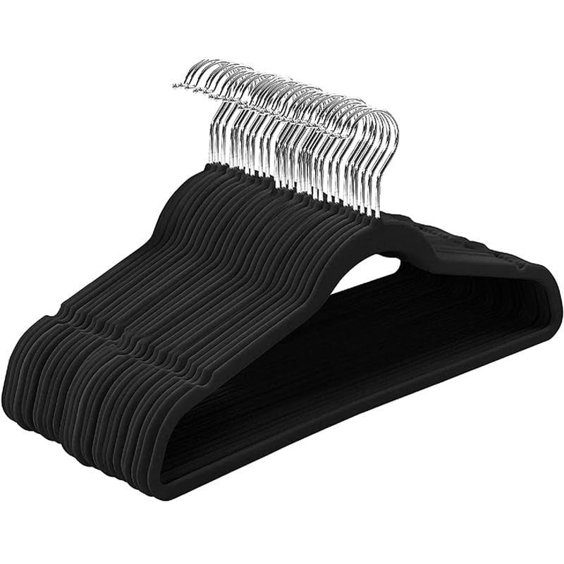 Velvet Hangers 50 Pack – Heavy Duty Black Hangers for Coats, Pants & Dress Cl…