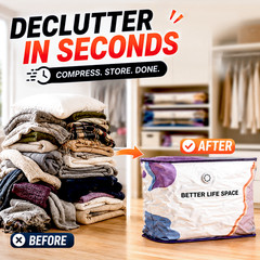 No-Pump Vacuum Storage Bags Large Cube Space Saver Compression Bags