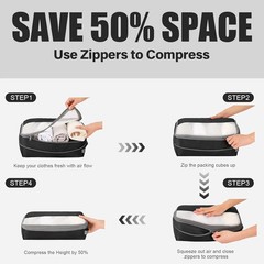 6 Set Compression Packing Cubes for Travel, Lightweight and Space-Saving Luggage