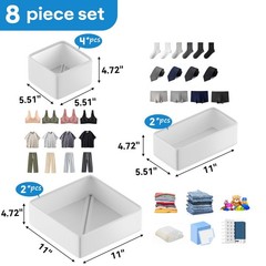 Vegan Leather Drawer Organizers,8 Pack Makeup Storage boxes,Vanity Drawer Lux…