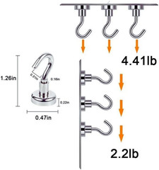 Magnetic Hooks 8 Lbs Heavy Duty Earth Magnets with Hooks for Cruise Cabin 8Pcs